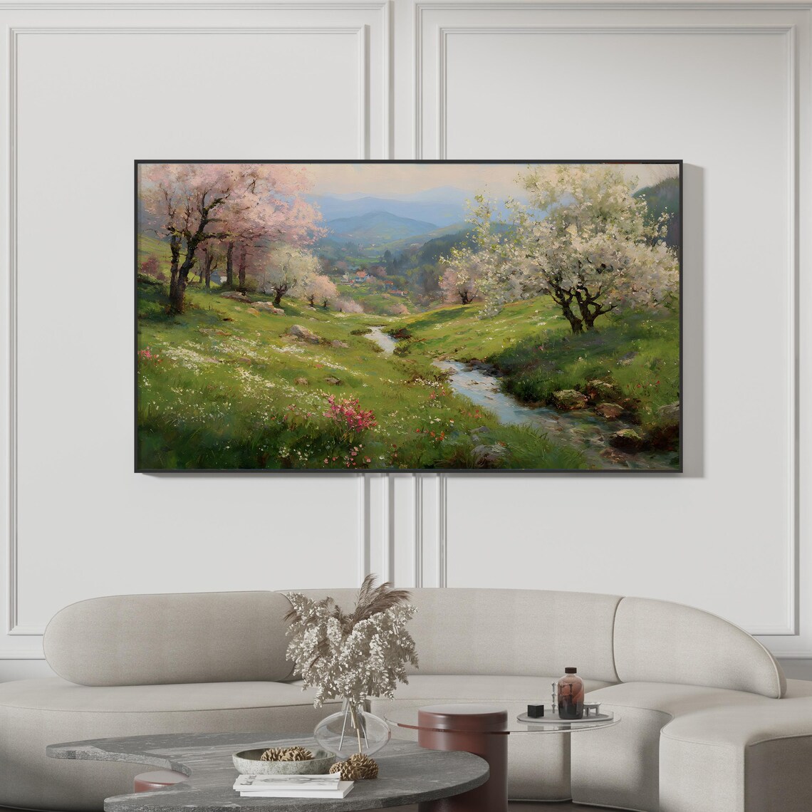 Spring Blossom Valley Painting For Samsung Frame Tv