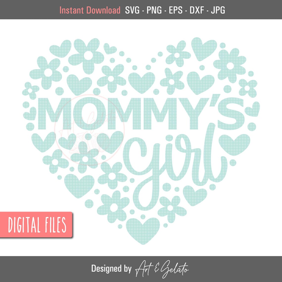 Mom And Daughter Floral Heart Mother's Day Art Print