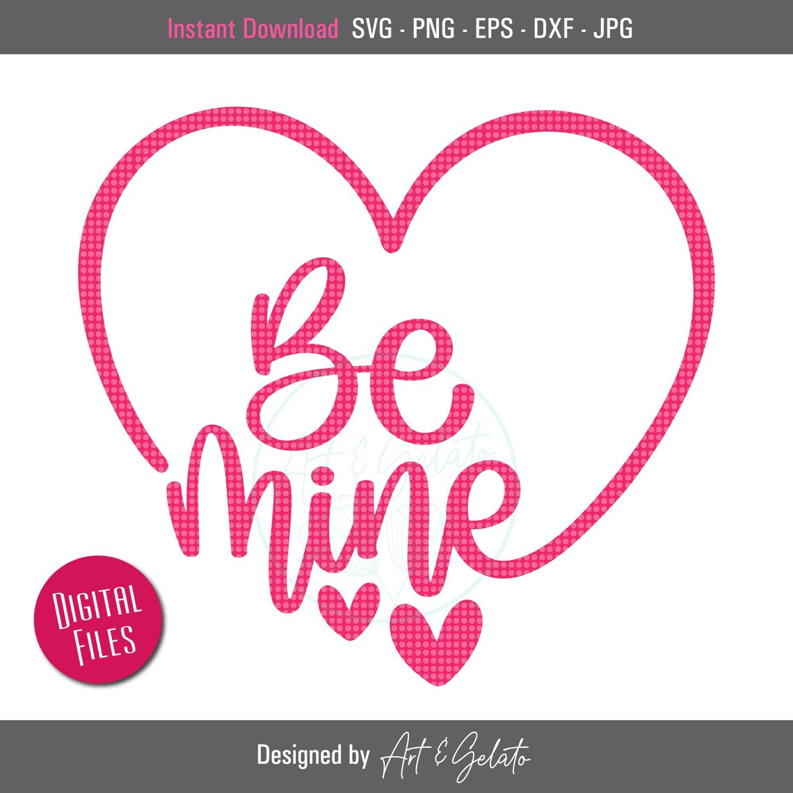Be Mine Pink Heart Outline Valentine Sweetheart Craft Poster