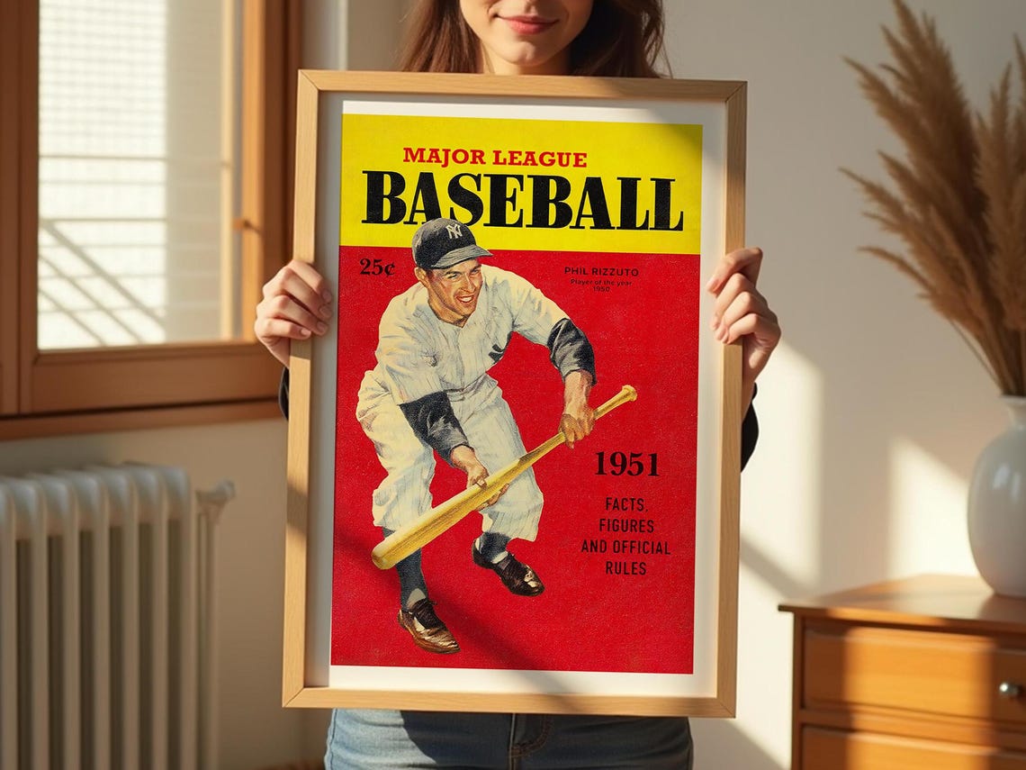 Vintage 1951 Major League Baseball Poster with Phil Rizzuto Yankees - Image 3