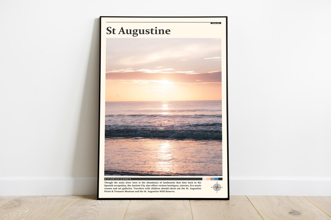 Saint Augustine Florida Beach Sunrise Ocean Waves Photography Poster