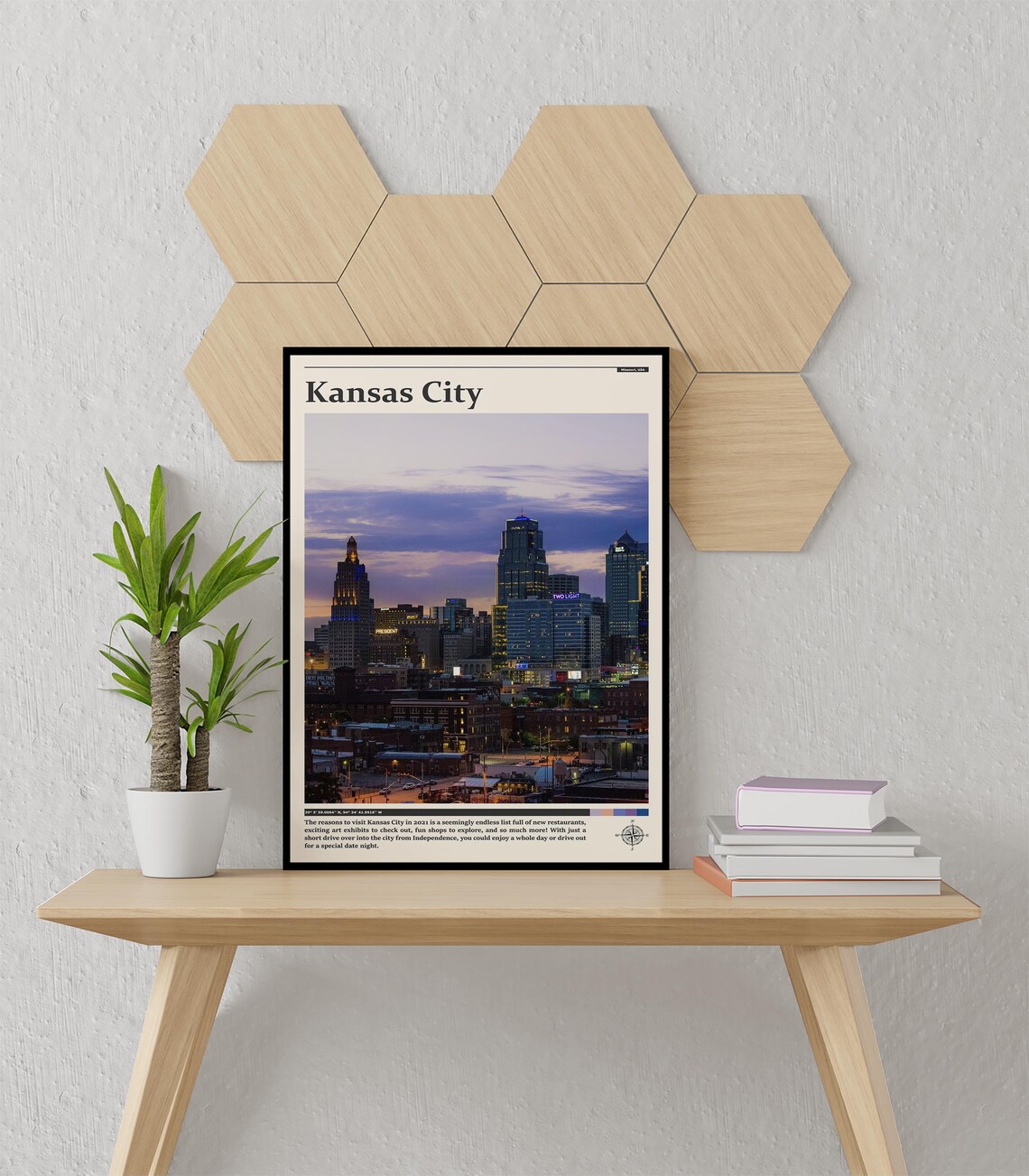 Kansas City Downtown Skyline Dusk Purple Sky Midwest City Poster - Image 3