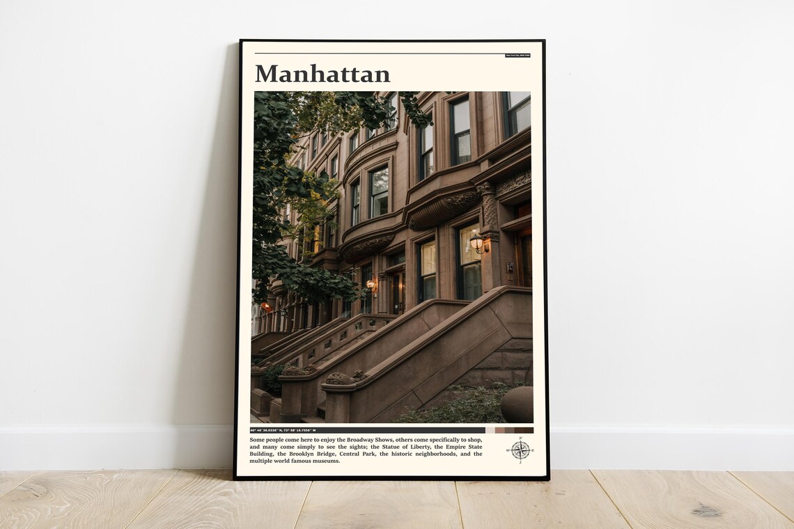 Manhattan Brownstone Stoops Historic Townhouse Street Photo Poster