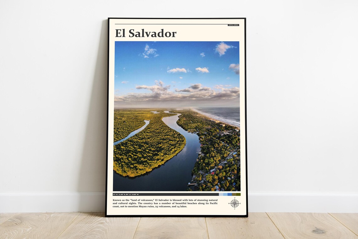 El Salvador River Estuary Aerial Mangrove Coast Photography Poster