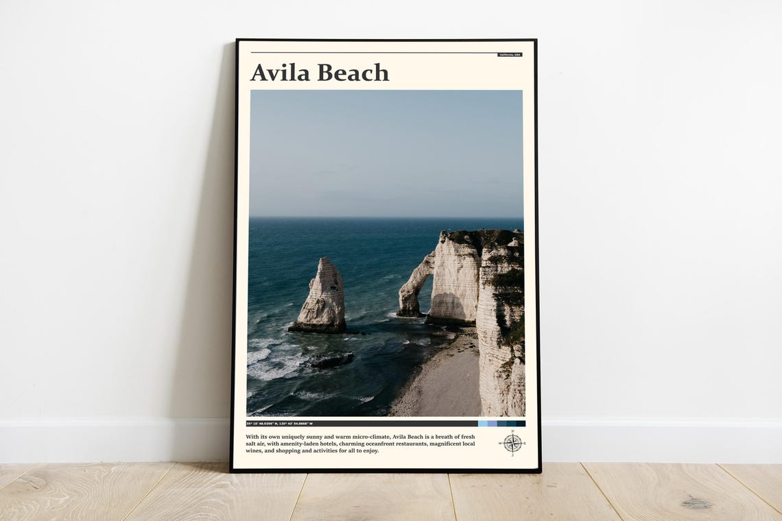 Avila Beach California White Chalk Cliffs Sea Arch Coast Poster