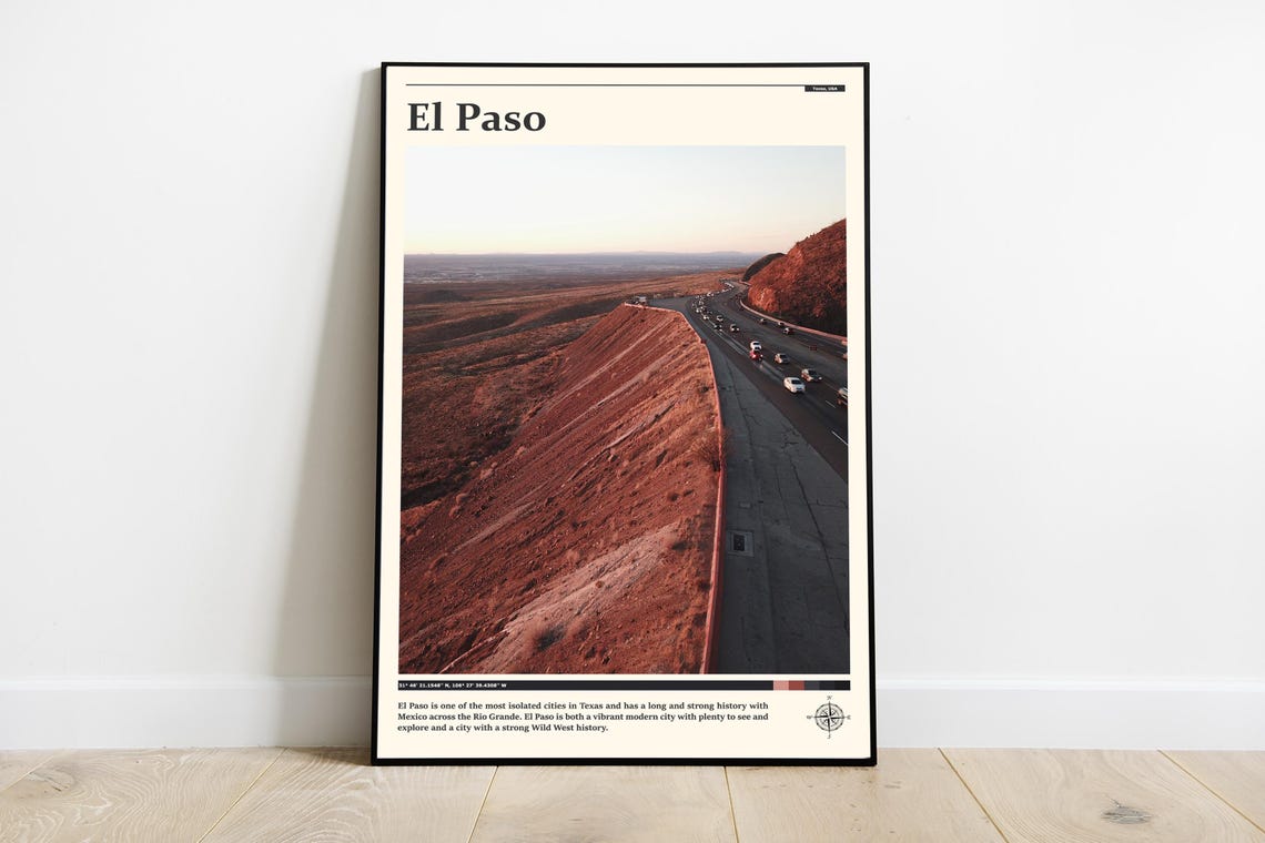 El Paso Texas Scenic Desert Highway Through Red Hills Sunset Poster