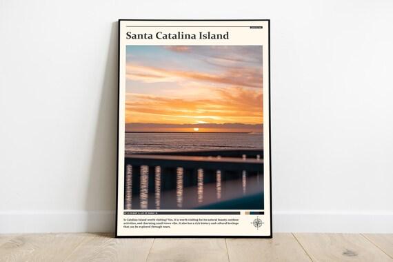 Santa Catalina Island Sunset Ocean Railing Photography Poster