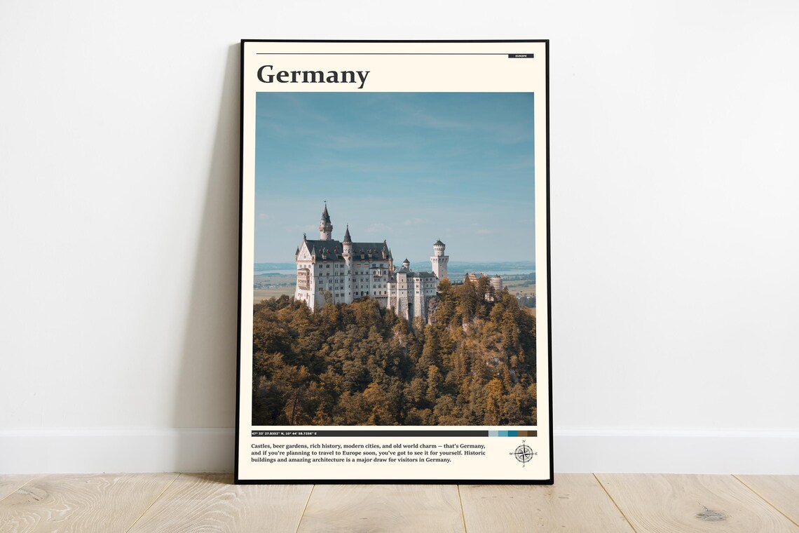 Germany Neuschwanstein Castle Bavaria Autumn Forest Photography Poster