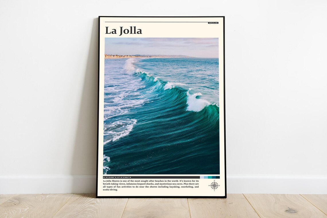 La Jolla San Diego Ocean Wave Crashing Surf Photography Poster