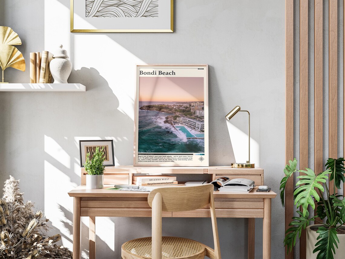 Bondi Beach Australia Sunset Aerial Ocean Pool Coastal Travel Poster - Image 4