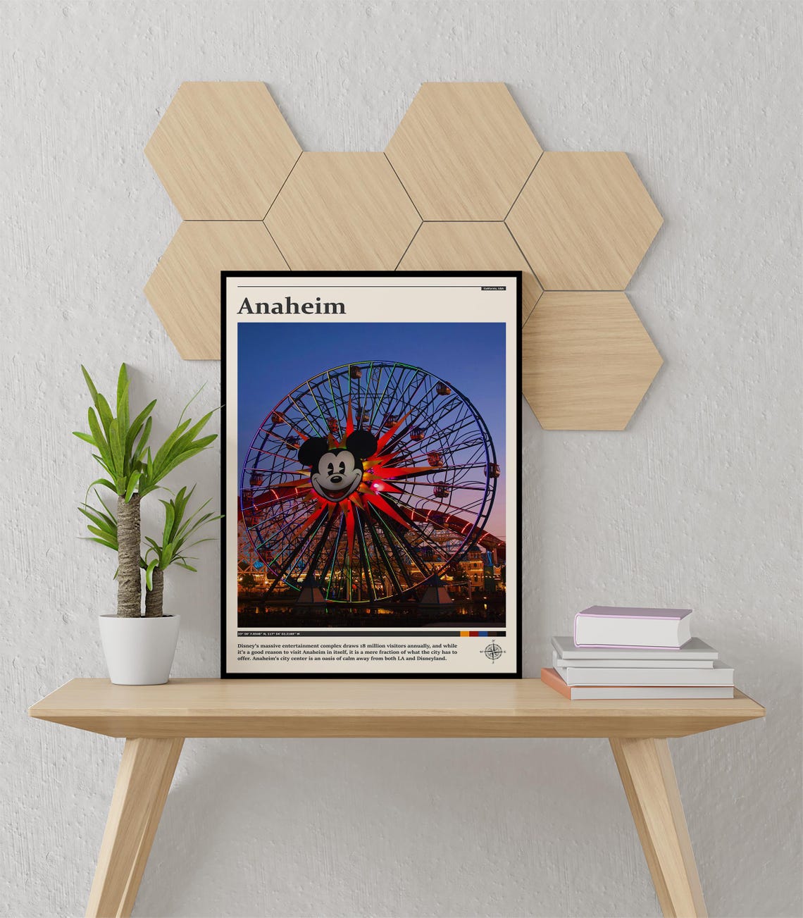 Anaheim California Mickey Mouse Ferris Wheel Night Lights Poster - Image 3