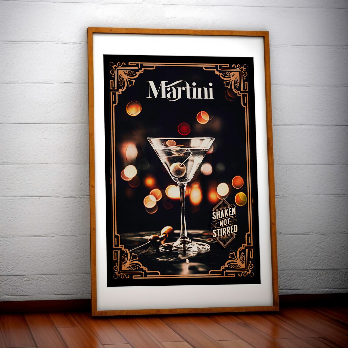 Classic Martini Shaken Not Stirred Vintage Cocktail Bar Decor Poster
