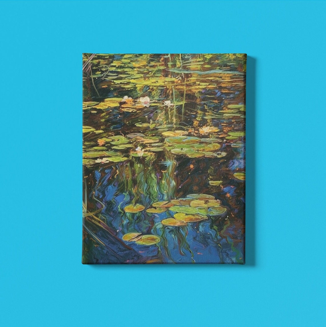 Monet Inspired Tranquil Water Lily Pond Impressionist Art Print - Image 2