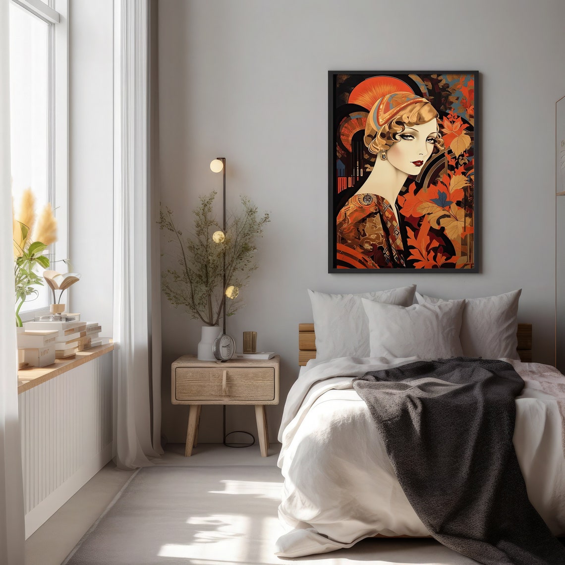 Art Deco Woman With Autumn Leaves in a Classic 1920s Glamour Poster - Image 2