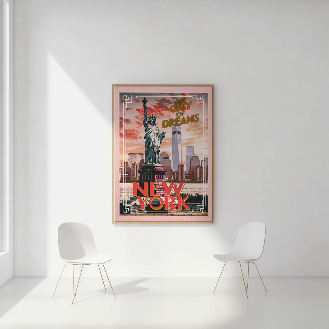 New York Statue of Liberty City of Dreams Vintage Travel Poster - Image 2