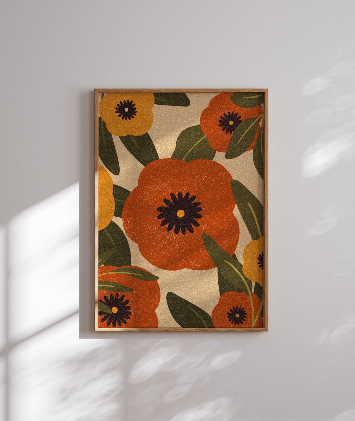 Groovy 70s Flower Poster, Retro Floral Art Print