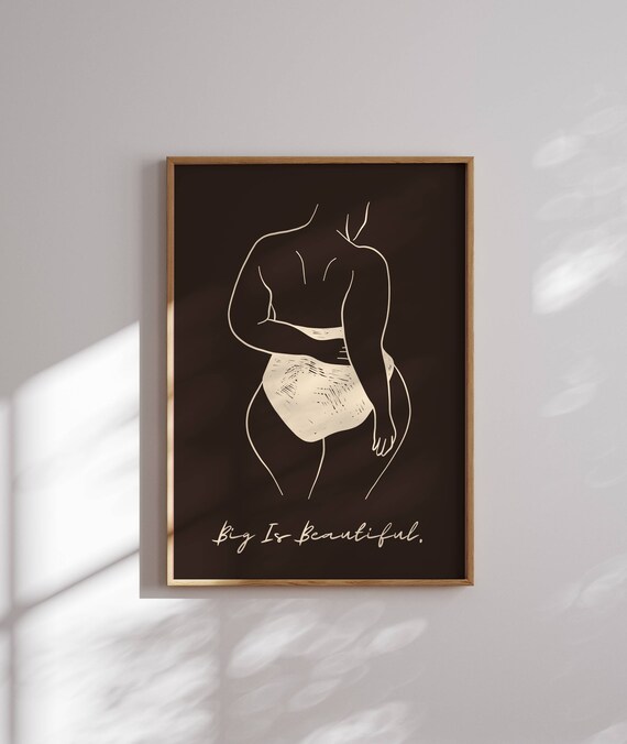 Big Is Beautiful Curvy Woman Body Positive Line Art Feminist Wall Poster