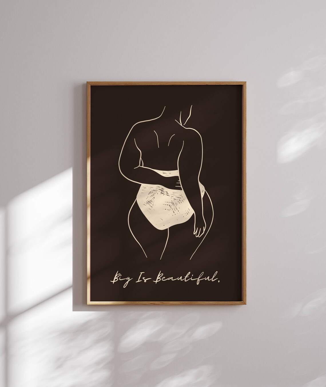 Big Is Beautiful Curvy Woman Body Positive Line Art Feminist Wall Poster