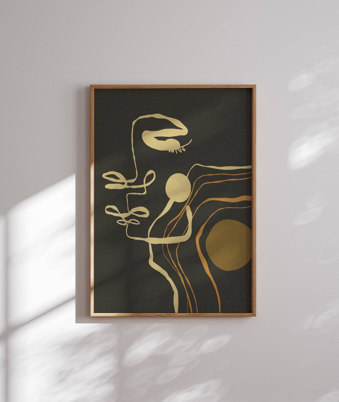 Minimalist Golden Lines, Mid-Century Modern Art Print