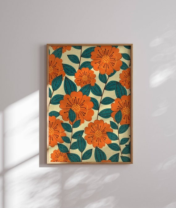 Boho Botanical Retro Floral Art Print