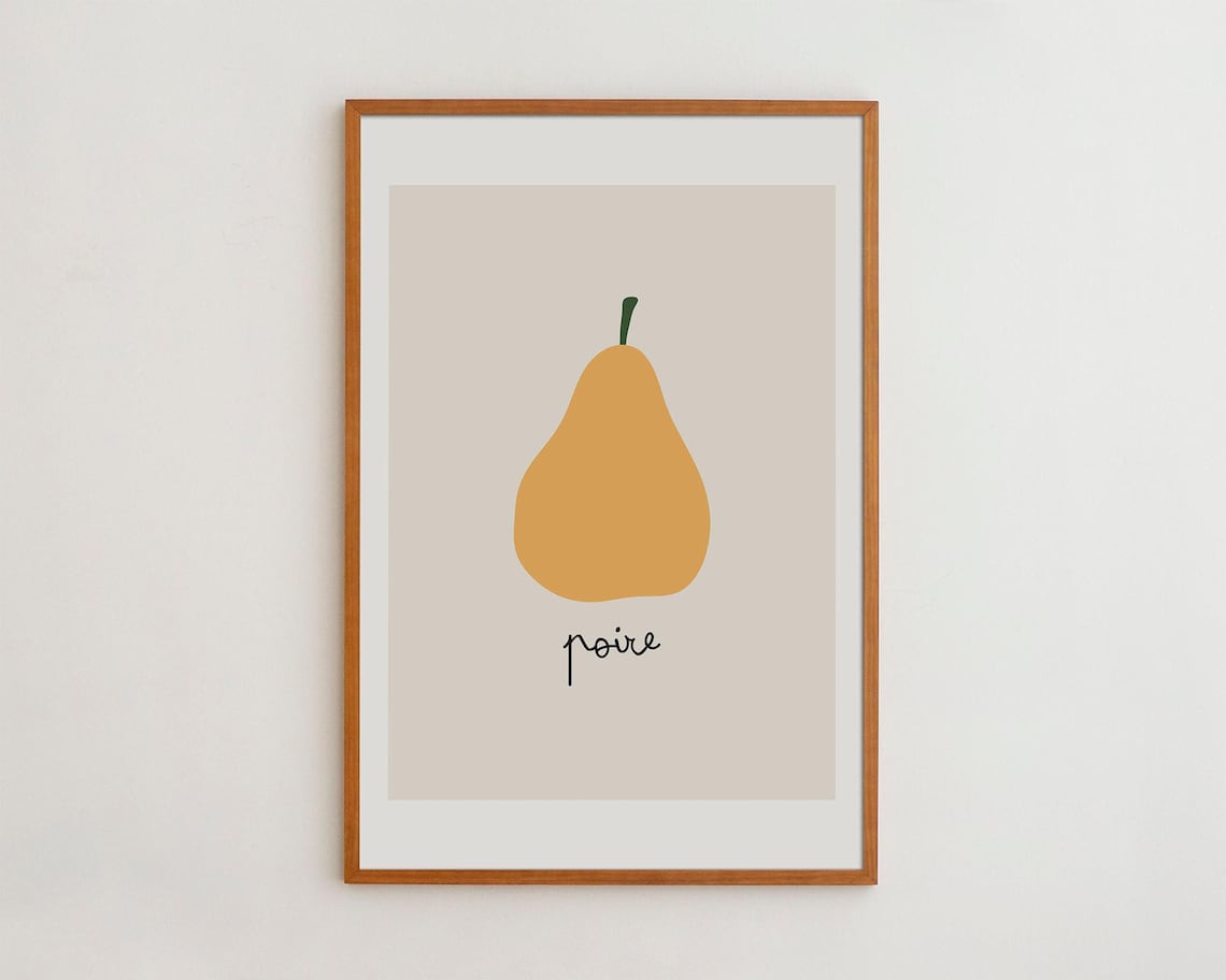 Minimalist Wall Art Print For Modern Kitchen Decor Pear Fruit Artwork Poster