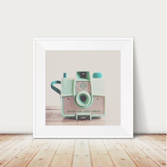 Mint Green Vintage Official Girl Scout Box Camera Photography Poster