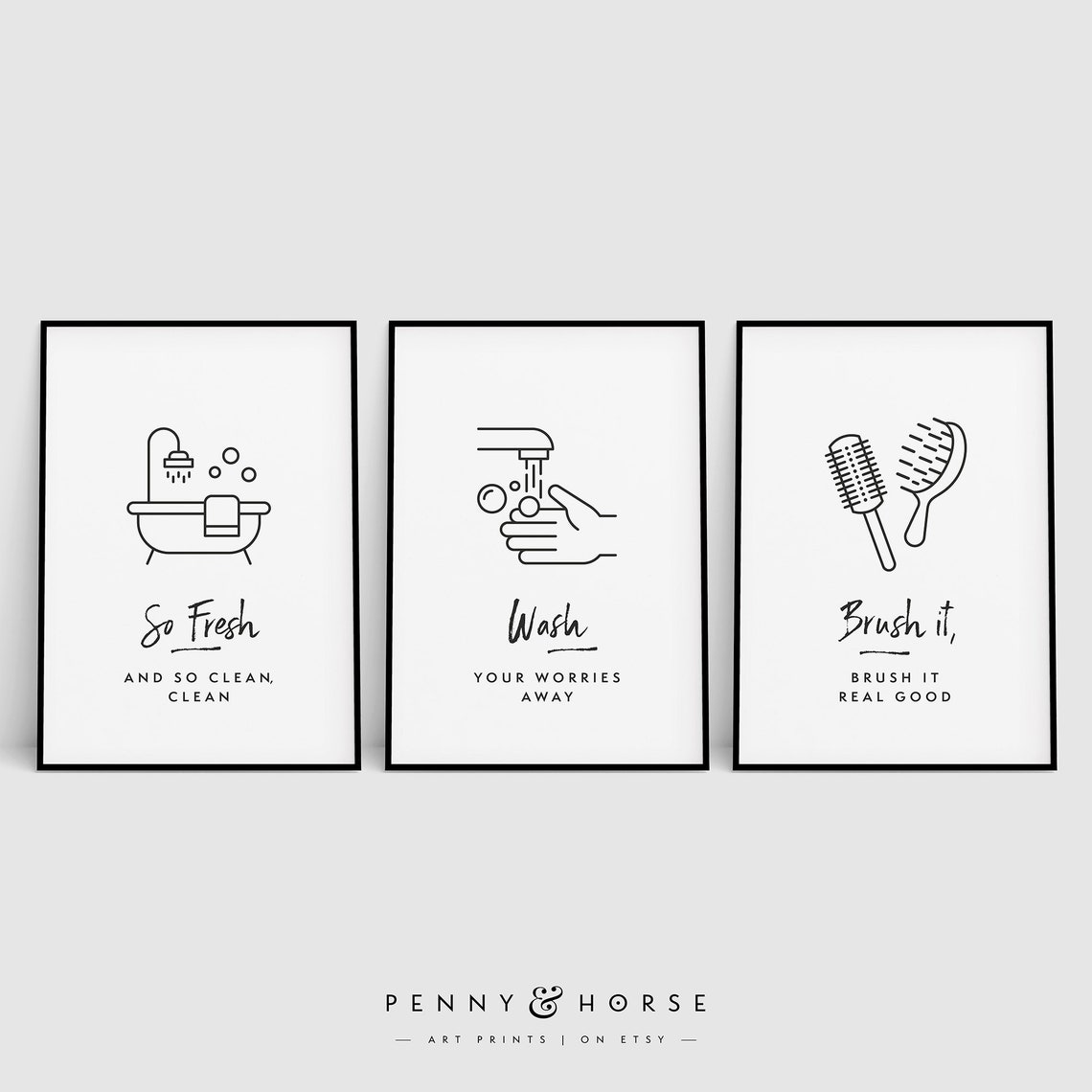 So Fresh Wash Your Worries Away Funny Bathroom Print Set of Three - Image 4