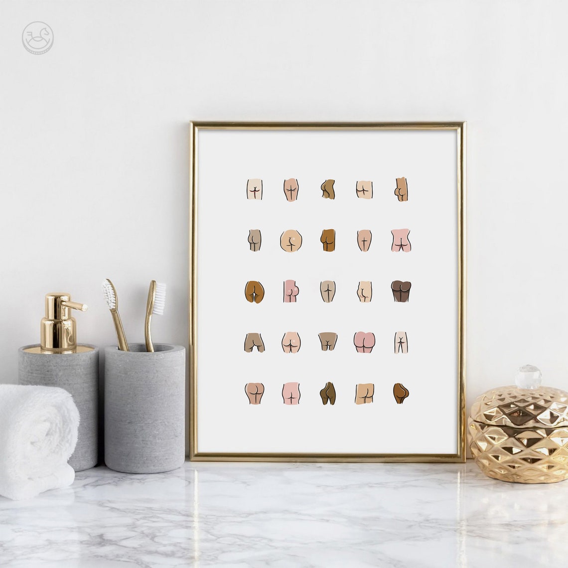 All Bums Welcome Peachy Funny Body Positive Bathroom Art Poster - Image 3
