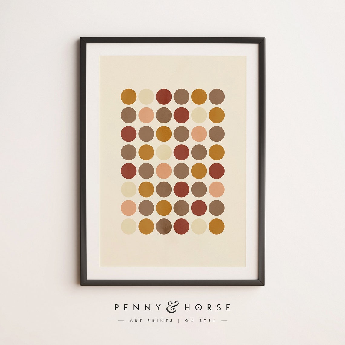 Geometric Dot Grid Art Warm Earth Tone Abstract Circles Poster - Image 3