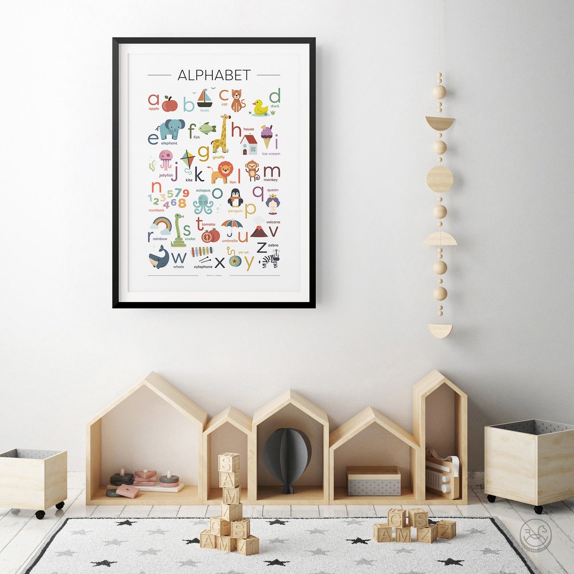 Illustrated Alphabet Chart with Cute Animals Kids Nursery Poster - Image 2