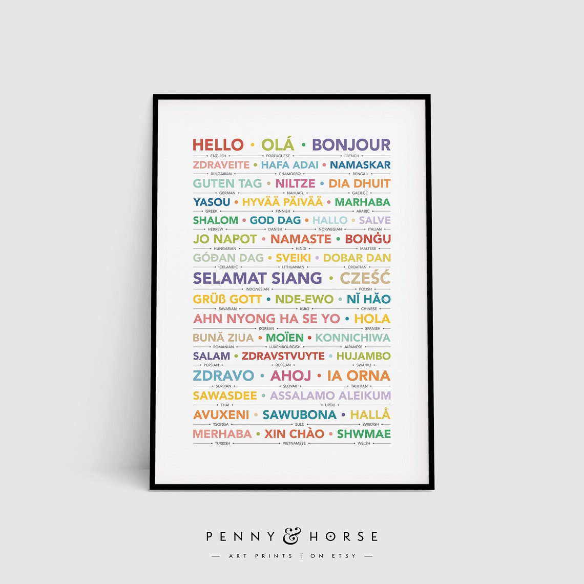 Hello In Many Languages Colorful World Greetings Nursery Poster
