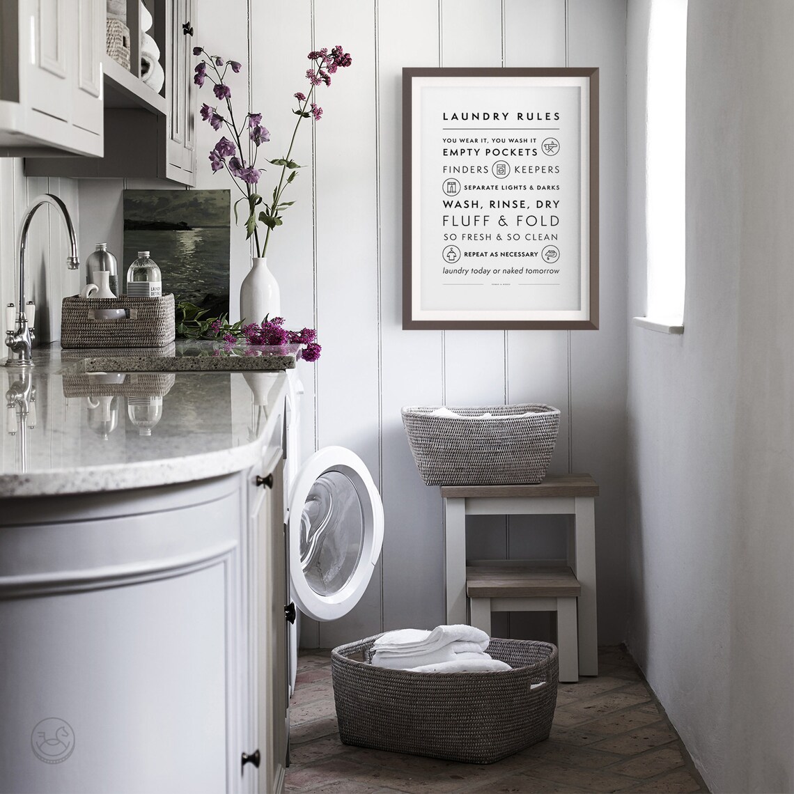 Laundry Rules Laundry Room Sign Art Print - Image 4