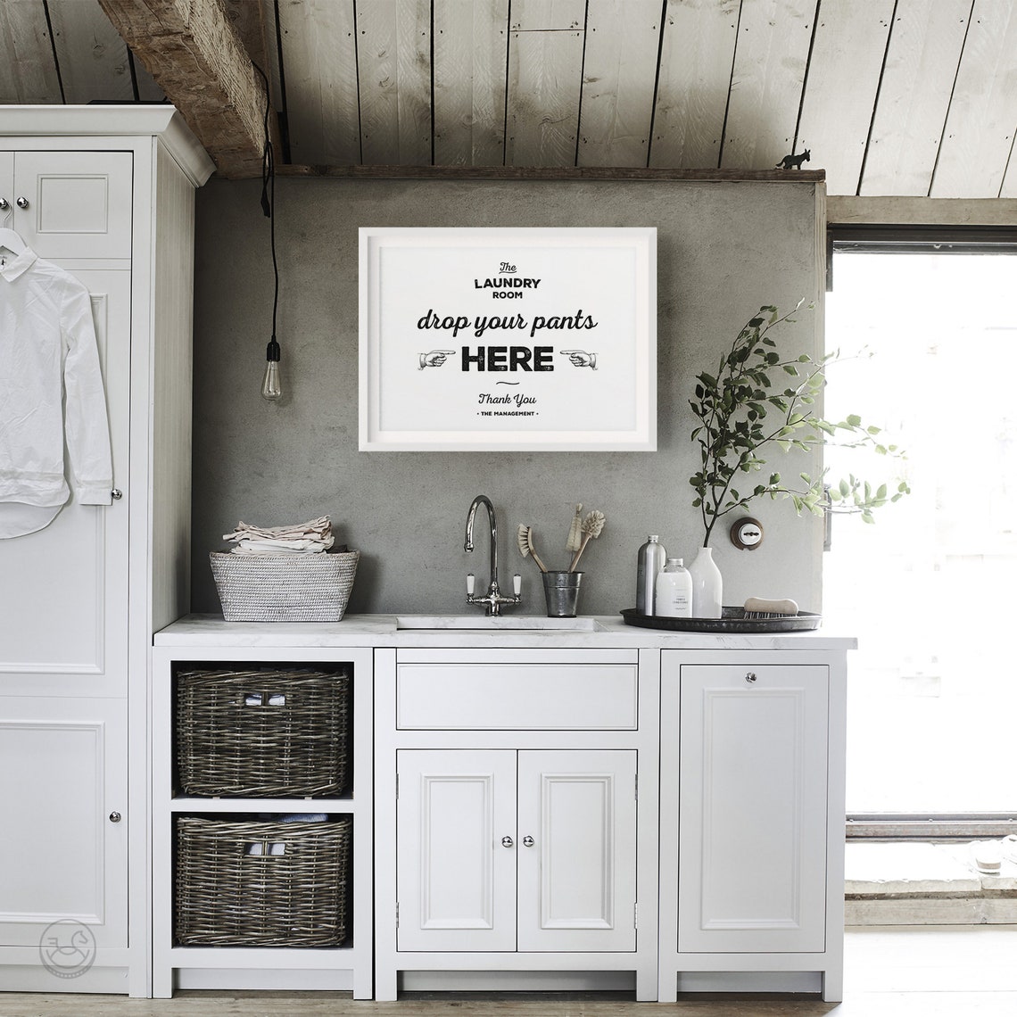 Drop Your Pants Here Laundry Room Poster Funny Vintage Sign Wall Decor - Image 2