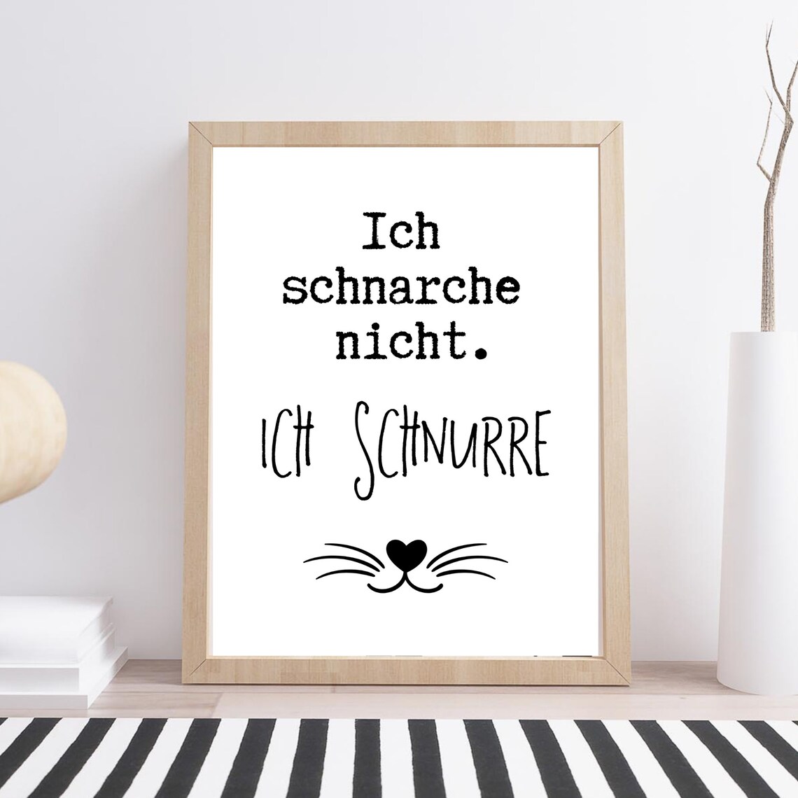 Funny Cat Purr Not Snore German Quote Cat Whiskers Humor Poster - Image 3
