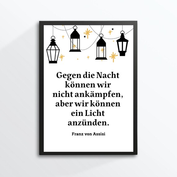 Francis of Assisi Light a Lamp Quote Lanterns Typography Poster