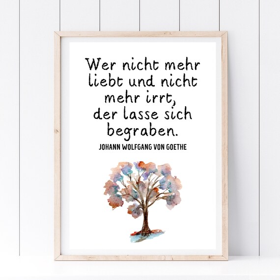 Goethe Love And Error Quote Watercolor Tree Motivational Wall Poster