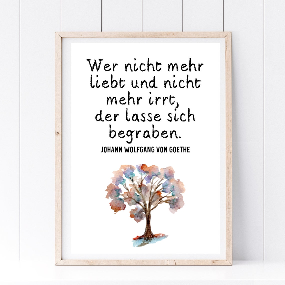 Goethe Love And Error Quote Watercolor Tree Motivational Wall Poster