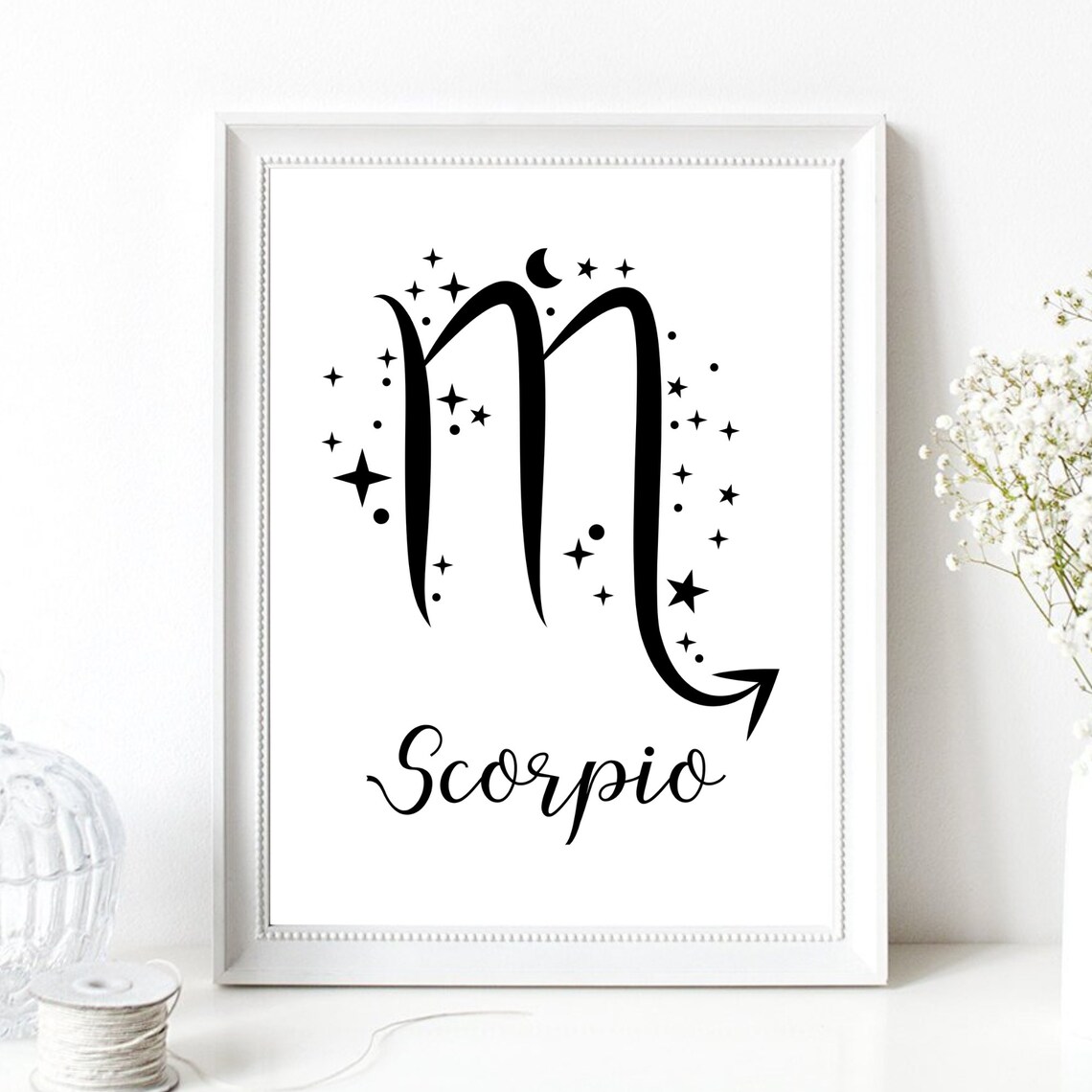 Scorpio Zodiac Symbol Starry Script Celestial Astrology Wall Decor Poster - Image 2