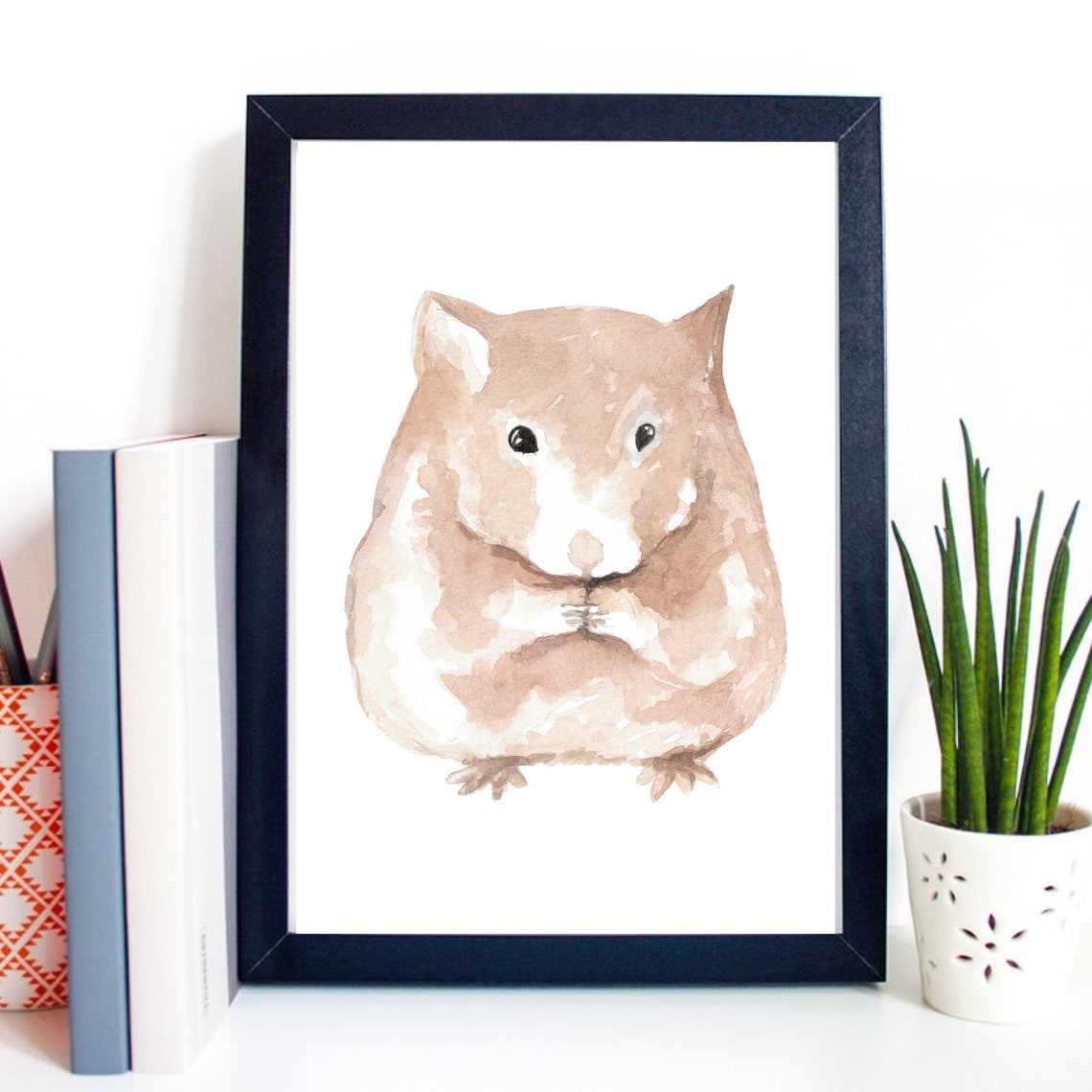 Din A4 Art Print Without Frame Cute Hamster European Hamster Watercolor Poster Print - Image 3