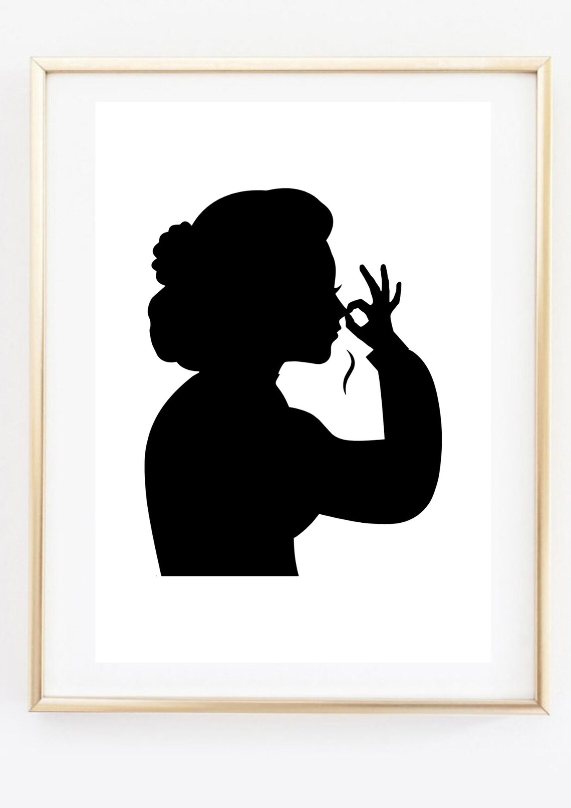 Funny Smell Silhouette Woman Pinching Nose Bathroom Humor Poster