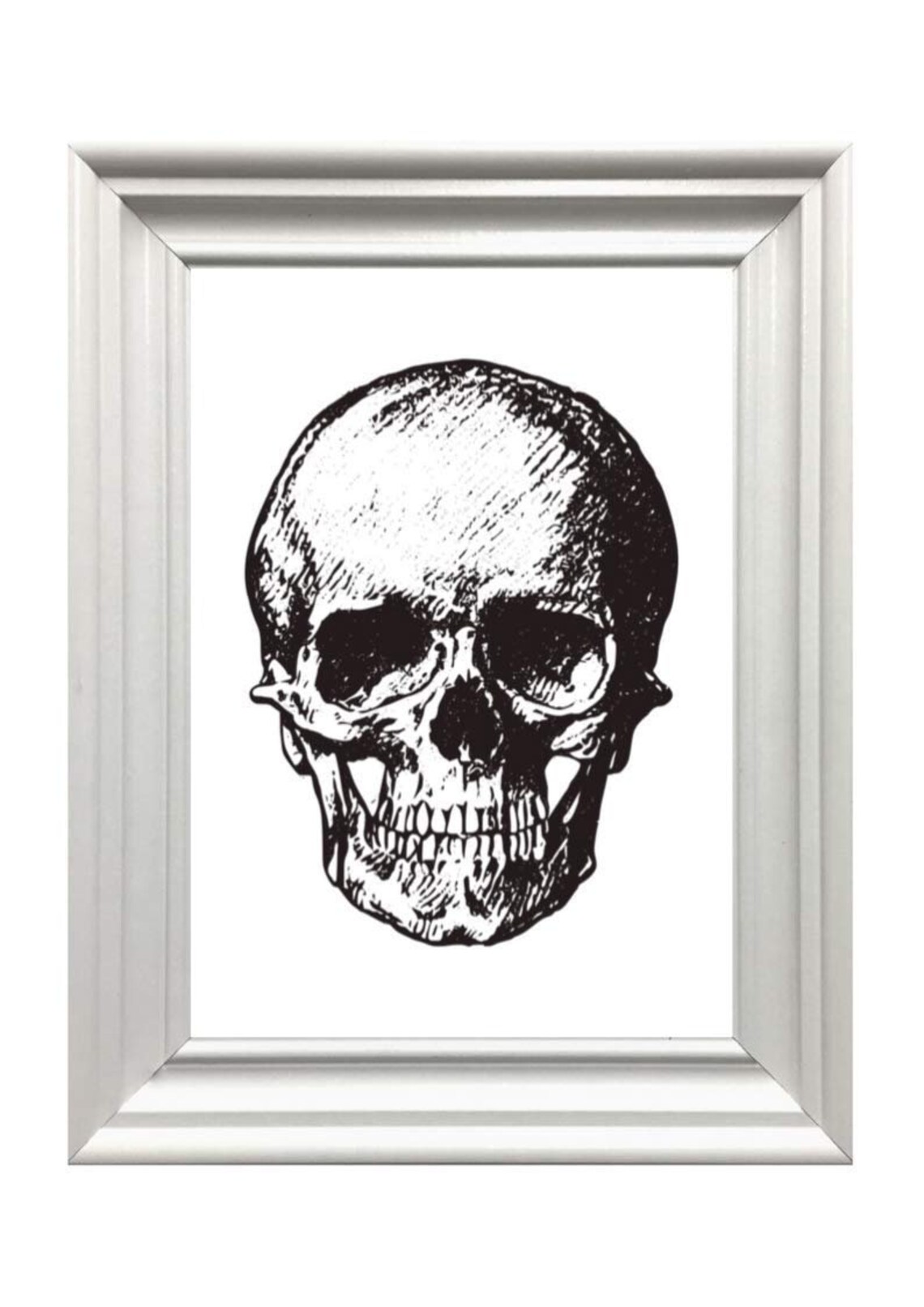 Skull Graphic Print Black White Gothic Halloween Skeleton Wall Art Poster - Image 2