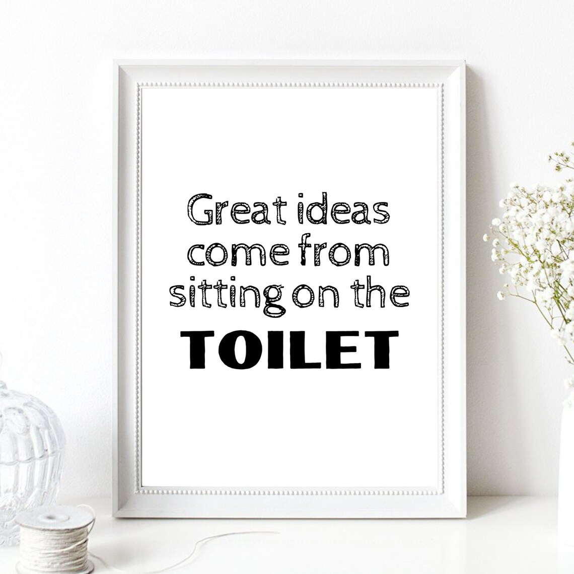 Great Ideas Come From Sitting on the Toilet Funny Bathroom Print - Image 3