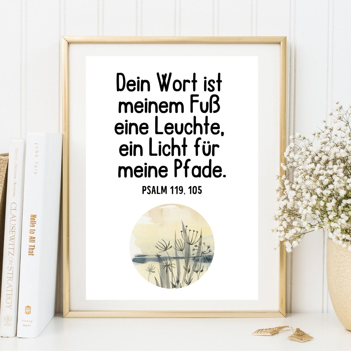 Din A4 Art Print Without Frame Bible Proverb Psalm A Light For My Paths Bible God Faith Baptism Confirmation Communion Birth Image - Image 3