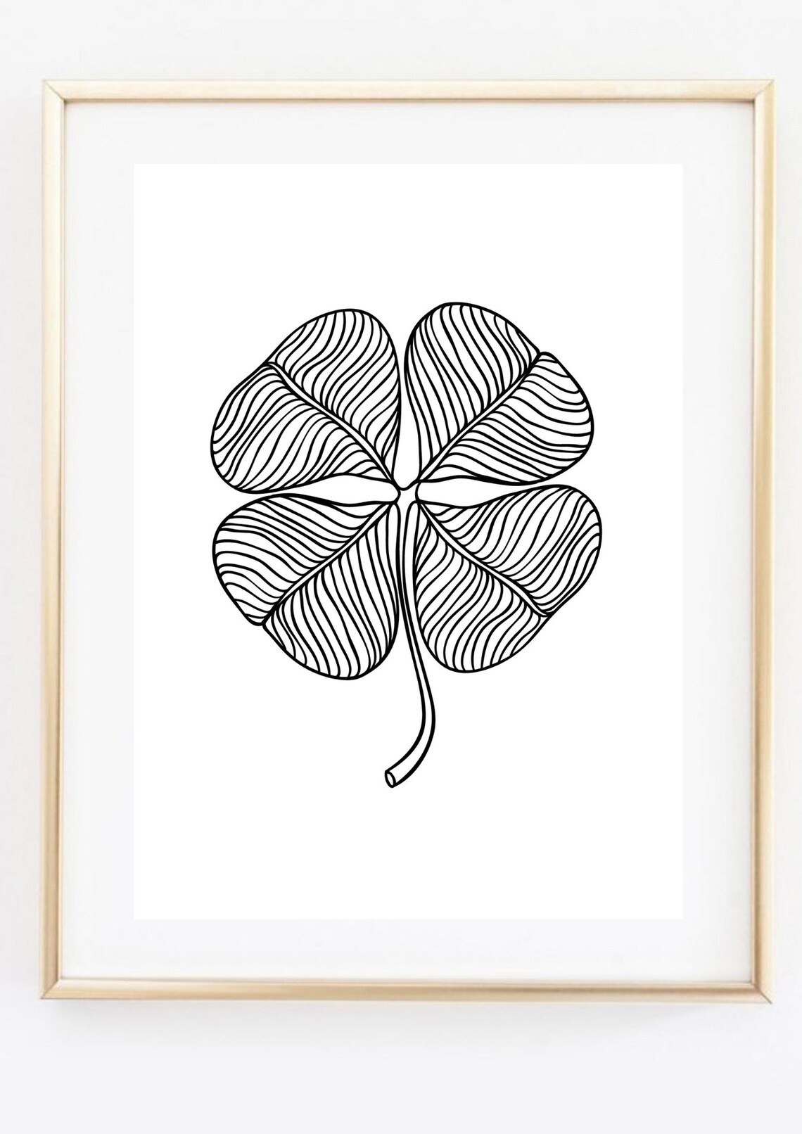 Four Leaf Clover, Black Modern Art Print - Image 2