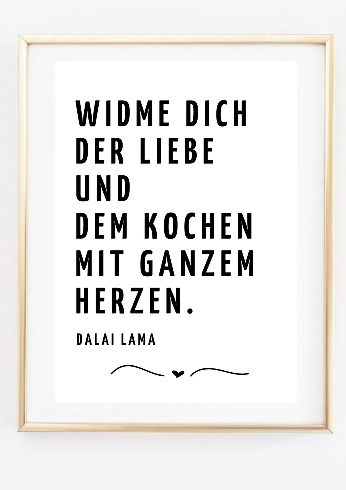 Dalai Lama Love And Cooking German Quote Kitchen Typography Poster - Image 3