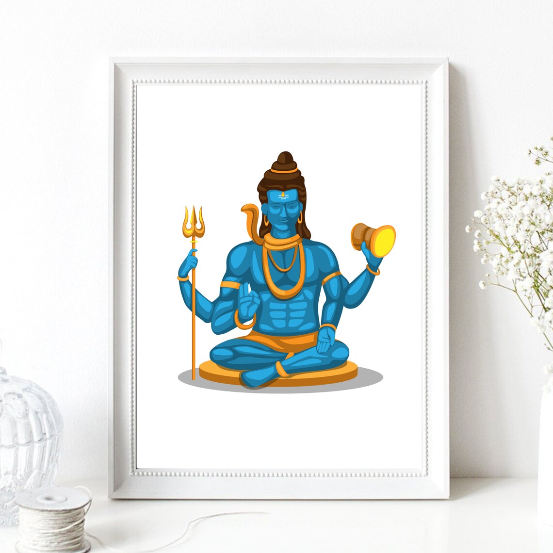 Lord Shiva Meditating Trident Blue God Hindu Yoga Spiritual Poster - Image 2