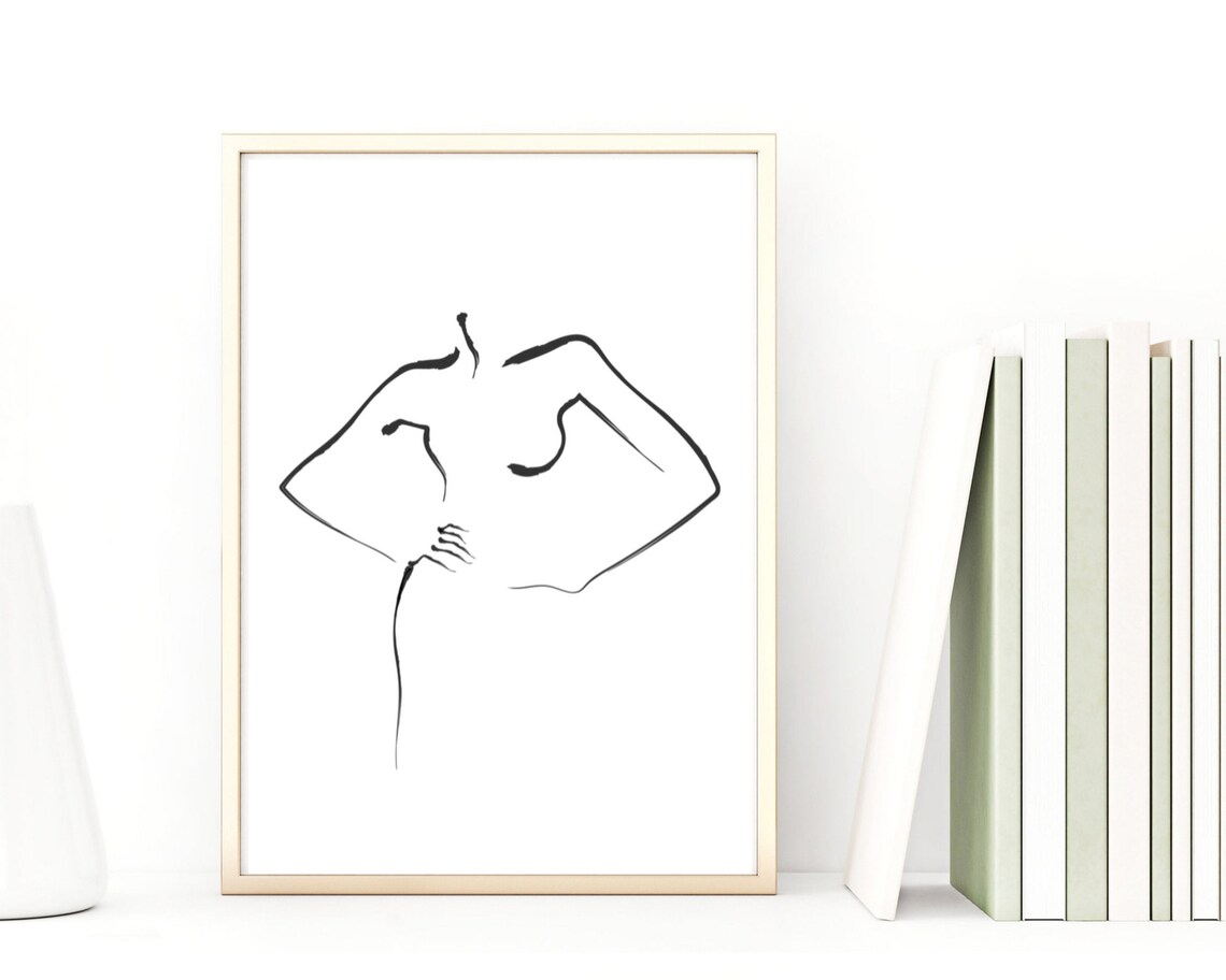 Minimalist Female Body Line Art Abstract Torso Sketch Poster