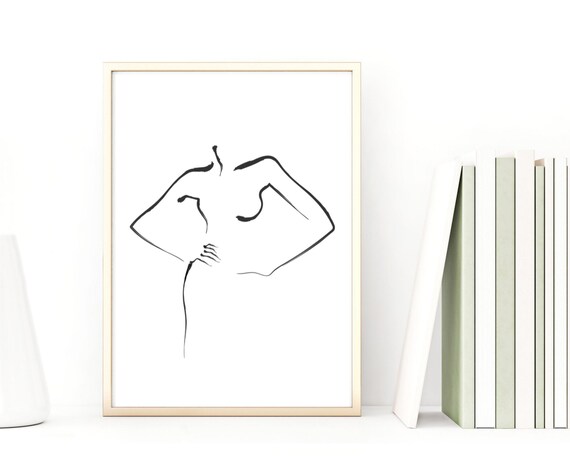 Minimalist Female Body Line Art Abstract Torso Sketch Poster