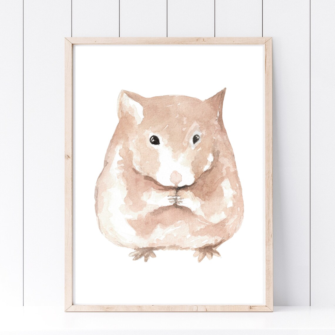 Cute Chunky Hamster Watercolor Round Brown Pet Animal Art Print - Image 2