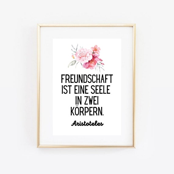 Din A4 Art Print Without Frame Saying Friendship Aristotle Quote Girlfriend Friend Soul Picture Poster Gift